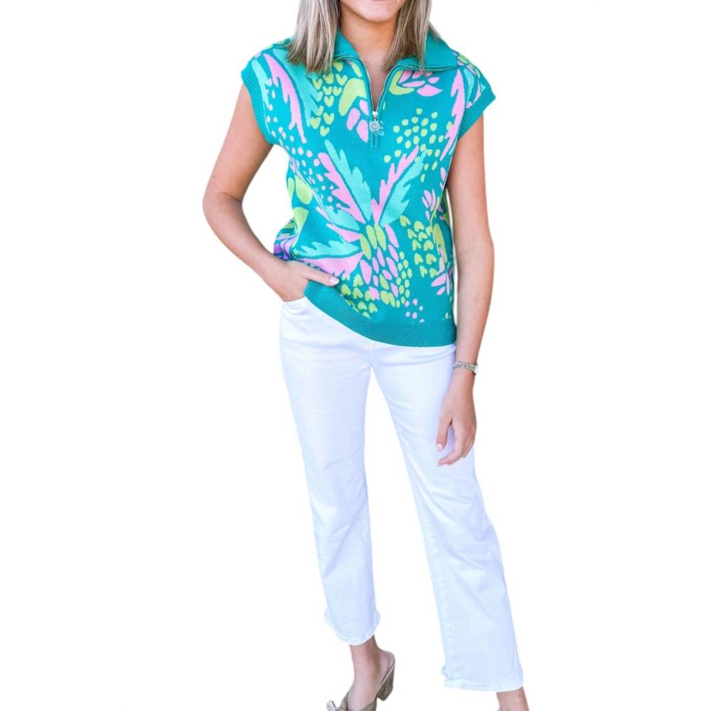 NEW MARY SQUARE print sweater in green